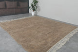 Moroccan Wool Rug - 8.4 x 9.1 ft | Natural Earth Tone, Handcrafted