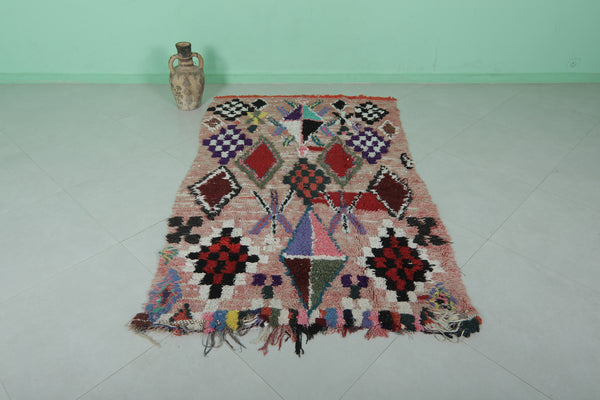 Colorful Moroccan vintage rug – 4.2 x 7 ft | Unique geometric patterns