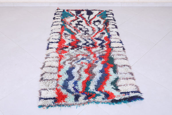 Vibrant Moroccan rug - Bold red, teal, and black pattern 2.8 X 5.9 Feet