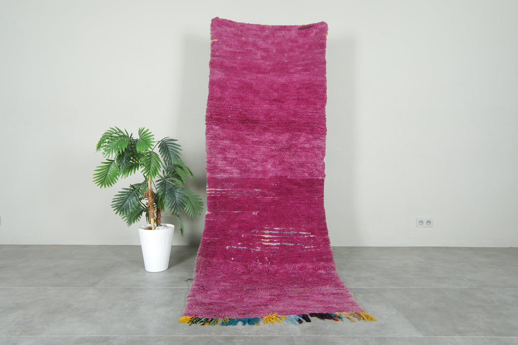 Pink runner rug - 2.9 feet x 8.3 feet - Handwoven wool carpet