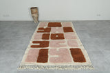 Modern Abstract Moroccan Rug – 3.6 x 6.2 ft Bold Rose & Rust Design