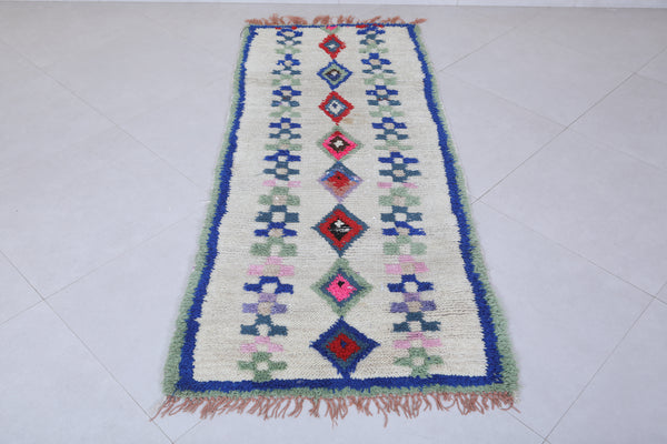 Colorful Moroccan berber rug - Geometric diamond pattern (2.7 X 6.5 Feet)