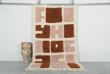 Modern Abstract Moroccan Rug – 3.6 x 6.2 ft Bold Rose & Rust Design