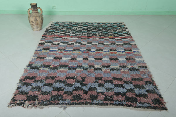 Colorful Moroccan boucherouite rug 4.9 x 6.3 ft - Handwoven bohemian area rug