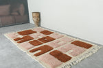 Modern Abstract Moroccan Rug – 3.6 x 6.2 ft Bold Rose & Rust Design