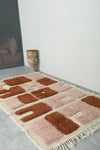 Modern Abstract Moroccan Rug – 3.6 x 6.2 ft Bold Rose & Rust Design