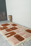 Modern Abstract Moroccan Rug – 3.6 x 6.2 ft Bold Rose & Rust Design