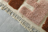 Modern Abstract Moroccan Rug – 3.6 x 6.2 ft Bold Rose & Rust Design