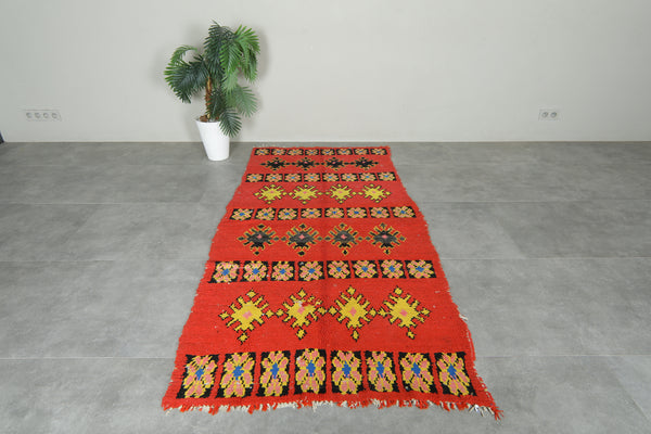 Geometric Moroccan rug - Bold red with multicolor accents - 5.8 ft x 7.5 ft