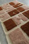 Modern Abstract Moroccan Rug – 3.6 x 6.2 ft Bold Rose & Rust Design