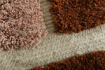 Modern Abstract Moroccan Rug – 3.6 x 6.2 ft Bold Rose & Rust Design