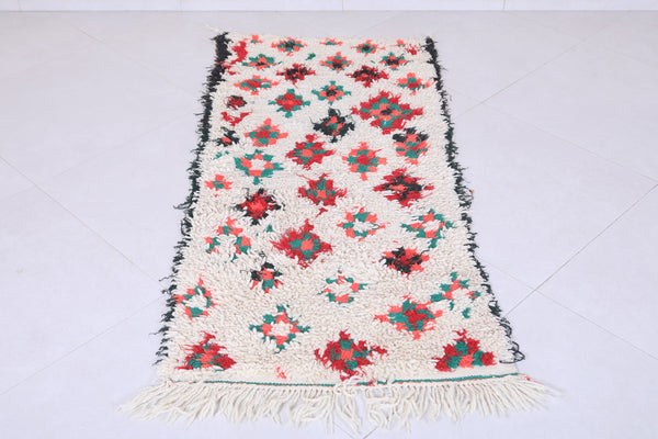 Moroccan rug - Handcrafted floral geometric pattern 2.3 X 5.1 Feet