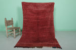 Solid Red Berber Carpet - Handmade Moroccan Rug 3.5 FT X 5.7 FT