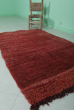 Solid Red Berber Carpet - Handmade Moroccan Rug 3.5 FT X 5.7 FT