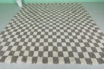 Checkered Moroccan Rug – Gray and White (10 x 9.6 ft)