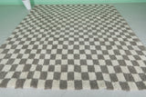 Checkered Moroccan Rug – Gray and White (10 x 9.6 ft)