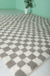 Checkered Moroccan Rug – Gray and White (10 x 9.6 ft)