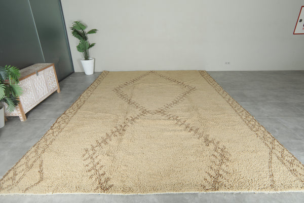 Beni ourain wool rug - Beige & brown handmade Moroccan - 10.2 ft x 14 ft