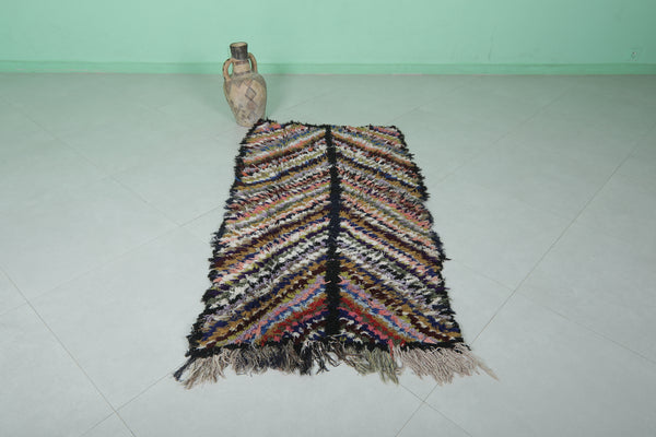Handmade Moroccan berber rug 2.7 x 5.2 ft chevron patterned shag