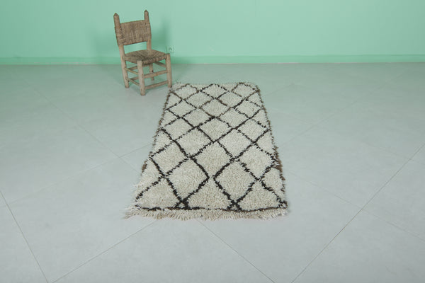 Authentic Moroccan berber wool rug - 2.3 FT x 5.6 FT | Handwoven beni ourain carpet