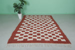 Moroccan Red Handmade Berber Checkered Rug – 6.2 x 8.8 ft