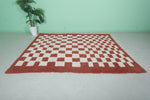 Moroccan Red Handmade Berber Checkered Rug – 6.2 x 8.8 ft