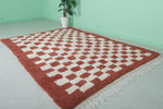 Moroccan Red Handmade Berber Checkered Rug – 6.2 x 8.8 ft