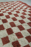 Moroccan Red Handmade Berber Checkered Rug – 6.2 x 8.8 ft