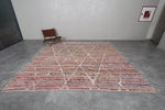 10 x 10.3 FT Moroccan Rug – Multicolor Striped with Geometric Diamond Pattern