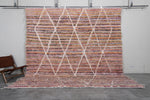 10 x 10.3 FT Moroccan Rug – Multicolor Striped with Geometric Diamond Pattern