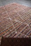 10 x 10.3 FT Moroccan Rug – Multicolor Striped with Geometric Diamond Pattern