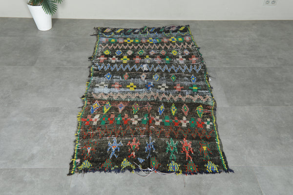 Colorful vintage Moroccan rug - Handwoven geometric design - 3.5 ft x 6.7 ft