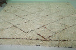 Handmade 6.9 x 9.3 FT Moroccan Wool Rug - Shaggy Beni Ourain with Diamond Pattern