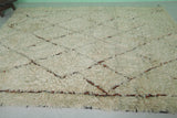 Handmade 6.9 x 9.3 FT Moroccan Wool Rug - Shaggy Beni Ourain with Diamond Pattern