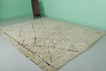 Handmade 6.9 x 9.3 FT Moroccan Wool Rug - Shaggy Beni Ourain with Diamond Pattern