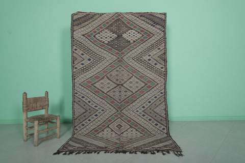 Moroccan Rug Flat-Woven Berber Carpet – 4.5 FT x 7.4 FT | Handcrafted Artisan Design