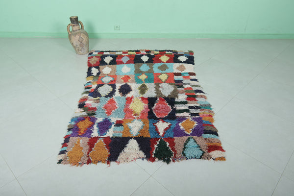 Colorful Moroccan berber rug – 3.8 x 5.7 ft handmade geometric design
