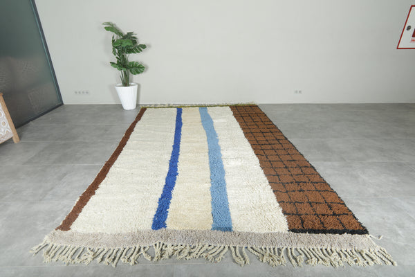 Handmade Moroccan striped wool rug - 7.2 ft x 10.4 ft