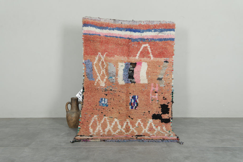 Geometric Moroccan rug - Handmade wool carpet - 3.2 ft x 4.8 ft