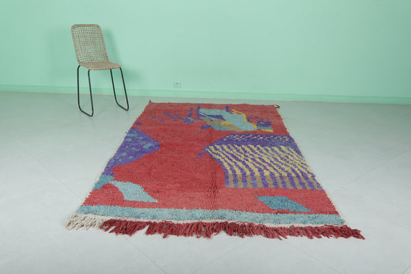 Vintage handmade Moroccan berber rug - 4.9 FT X 8.1 FT