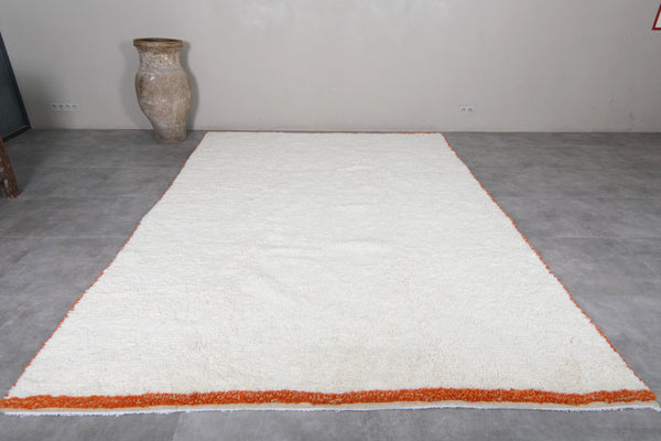 White custom moroccan rug red bordered