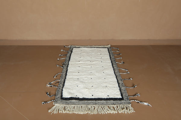 Creamy Moroccan rug with black patterns – Custom handmade