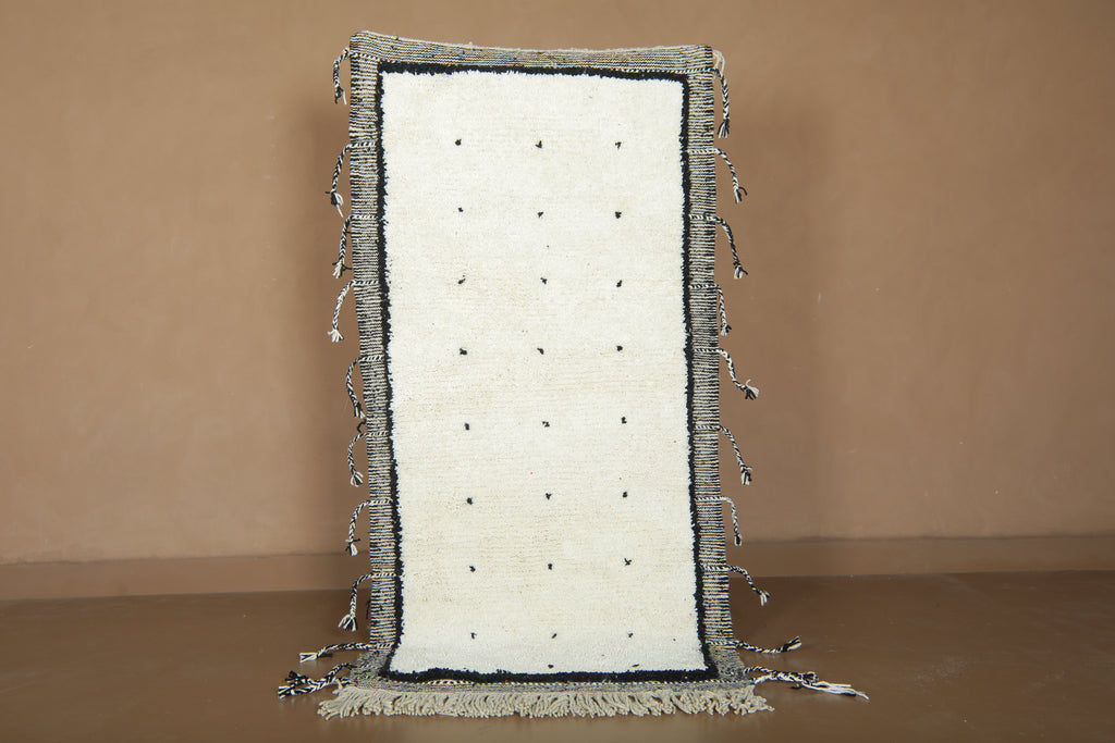 Creamy Moroccan rug with black patterns – Custom handmade