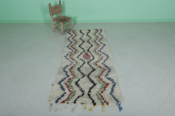 Hand-knotted Moroccan azilal rug - 2.9 FT × 6.5 FT | Zigzag pattern