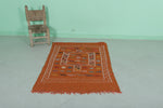Vibrant Orange Moroccan Rug – 3 FT X 4.6 FT | Handmade Berber Design