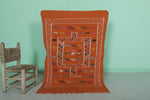 Vibrant Orange Moroccan Rug – 3 FT X 4.6 FT | Handmade Berber Design
