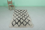 All-Wool Beni Ourain Berber Rug - Moroccan Handcrafted Carpet 2.9 X 5.5 Feet | Luxurious Geometric Design