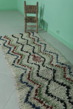 Hand-Knotted Moroccan Azilal Rug - 2.9 FT × 6.5 FT | Zigzag Pattern