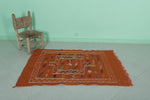 Vibrant Orange Moroccan Rug – 3 FT X 4.6 FT | Handmade Berber Design