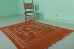 Vibrant Orange Moroccan Rug – 3 FT X 4.6 FT | Handmade Berber Design
